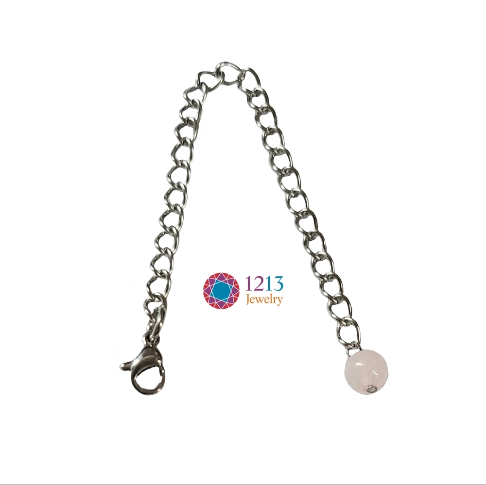Handcreated Extender Chain Rose Quartz Stainless Steel Lengthens Necklaces